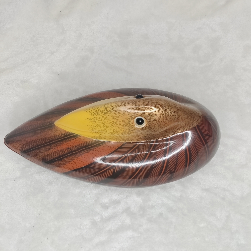Vintage Italian Ceramic Pelican Covered Dish Mid Century Seabird Coastal Art
